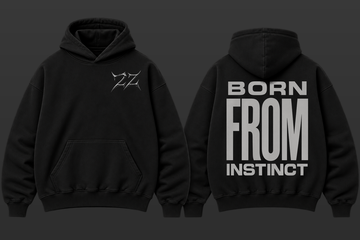 BORN FROM INSTINCT — BLACK | Oversized Hoodie